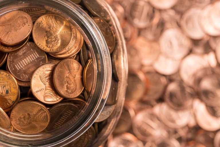 A jar of pennies.